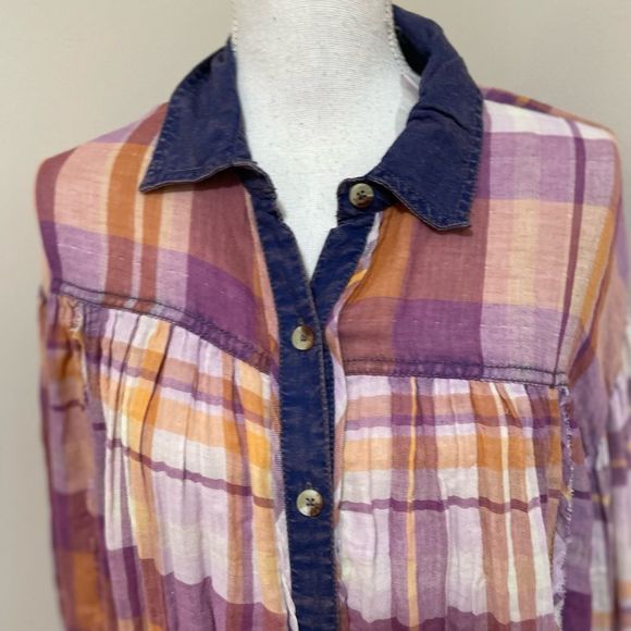 Free people Olivia Plaid  Oversized top size S and M NWOT - Picture 7 of 14